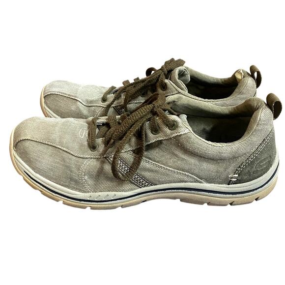 Skechers Men's Relaxed Fit Canvas Sneakers 9.5 Green Khaki Memory Foam Casual - Picture 9 of 9